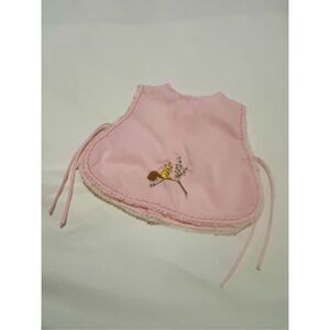 Vintage pink and cream embroidered bib with side ties